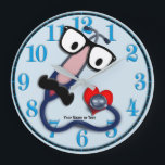 Lustige medizinische Uhr-veränderbare Große Wanduhr<br><div class="desc">Ein niedlicher Entwurf für eine medizinische Praxis,  einen Krankenhausraum,  einen Patienten,  ETC…. Dieses glückliche Stethoskop macht Ihr Patientenlächeln.</div>