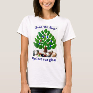 Lustige "Meere der Tag! Sammeln Sie Seeglas-" Baum T-Shirt