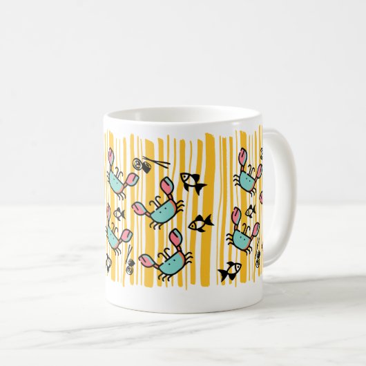 Lustige Meeresfrüchte Krabben Fisch Kaffeetasse (VorderseiteRechts)