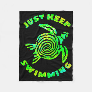 Lustige Meeresschildkröte Schwimm einfach weiter O Fleecedecke