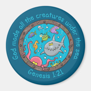 Lustige Meerestiere Cartoon Bibelvers für Kinder Magnet