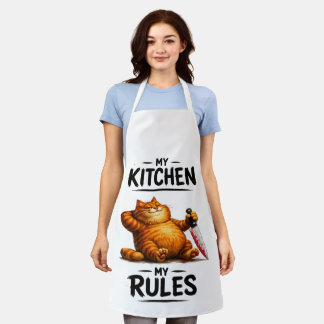 Lustige Meine Küche Meine Regeln Orange Katze mit Schürze