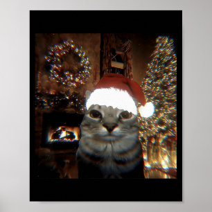 Lustige Meme-Katze macht ein Selfie Weihnachten Xm Poster