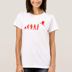 Lustige menschliche Evolution zum Skifahrer T-Shirt
