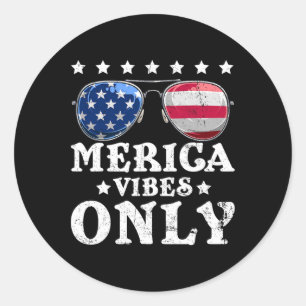 Lustige Merica Vibes Only Amerikanische Flagge Sin Runder Aufkleber
