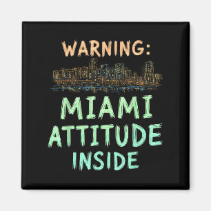 Lustige Miami Florida Nacht Skyline Vintage  Magnet