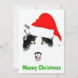 Lustige miauende Weihnachtskatze Feiertagskarte