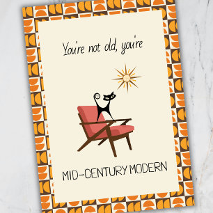 Lustige Mid-Century Modern Atomic Cat Geburtstagsk Feiertagskarte