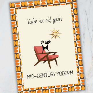Lustige Mid-Century Modern Atomic Cat Geburtstagsk Feiertagskarte