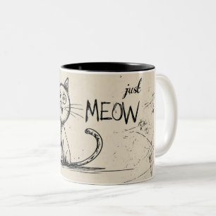 Lustige minimalistische Katzenillustration mit "Ju Zweifarbige Tasse