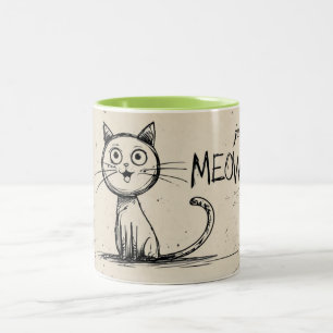 Lustige minimalistische Katzenillustration mit "Ju Zweifarbige Tasse