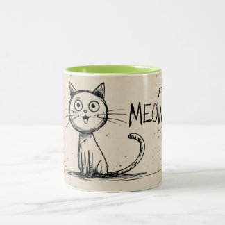 Lustige minimalistische Katzenillustration mit "Ju Zweifarbige Tasse