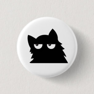 Lustige Minimalistische Schwarze Katze mit Richter Button