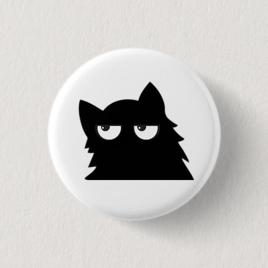 Lustige Minimalistische Schwarze Katze mit Richter Button (Vorderseite)