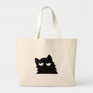 Lustige Minimalistische Schwarze Katze mit Richter Jumbo Stoffbeutel