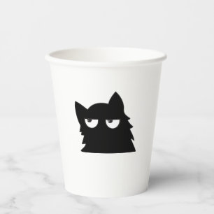 Lustige Minimalistische Schwarze Katze mit Richter Pappbecher