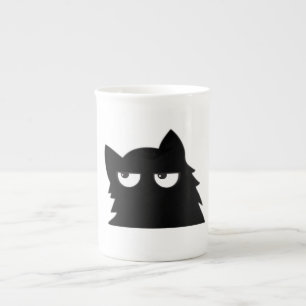 Lustige Minimalistische Schwarze Katze mit Richter Porzellantasse