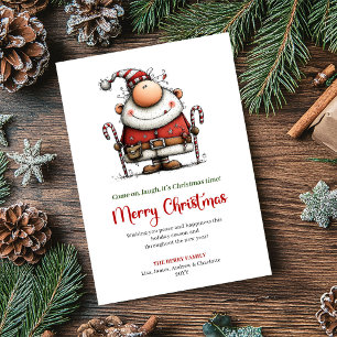 Lustige minimalistische Weihnachtsmann-Spielzeug-G Feiertagskarte