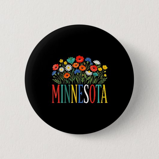 Lustige Minnesota-Blumen-Urlaubs-Gruppen-Passform Button (Vorderseite)