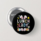 Lustige Mittagessen-Dame-Hasen-Cafeteria Frohen Os Button (Vorne & Hinten)