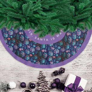 Lustige moderne lila Weihnachtsnacht Grüße zur Fes Polyester Weihnachtsbaumdecke