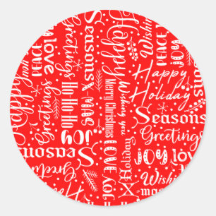 Lustige moderne rote fröhliche Weihnachts Schrift Runder Aufkleber
