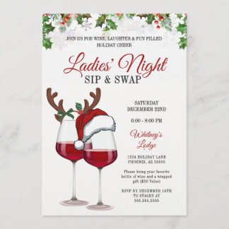 Lustige moderne Weihnachts-Sip-&-Swap-Cocktailpart Einladung