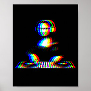 Lustige Mona Lisa Dj Varwave Techno Rave Edm Musik Poster