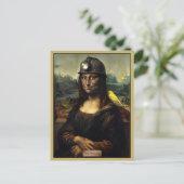 Lustige Mona Lisa Parodie Postkarte (Stehend Vorderseite)