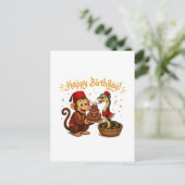 Lustige Monkey- und Schlangen-Geburtstagsfeier Postkarte (Stehend Vorderseite)