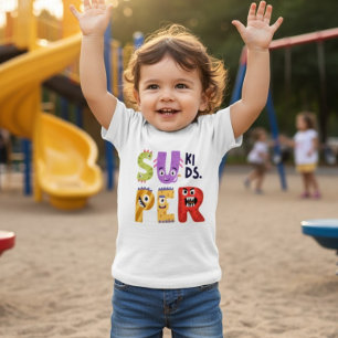 Lustige Monster-Buchstaben 'Super Kids' Baby T-shirt