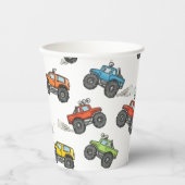 Lustige Monster-Trucks-Geburtstagsfeier Pappbecher (Vorderseite)