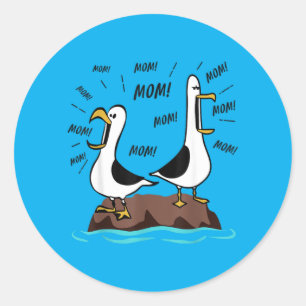 Lustige Möwe Mama Mutter Ozean Leben Muttertag Vog Runder Aufkleber
