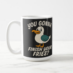 Lustige Möwe "Wirst du deine Pommes fertig essen?" Kaffeetasse