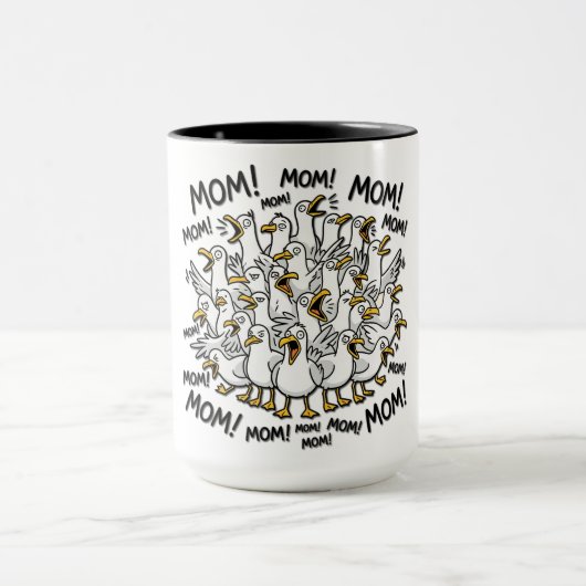 Lustige Möwen rufen Mama Tasse (Zentrum)