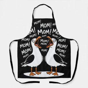 Lustige Möwen schreien Mama Schürze