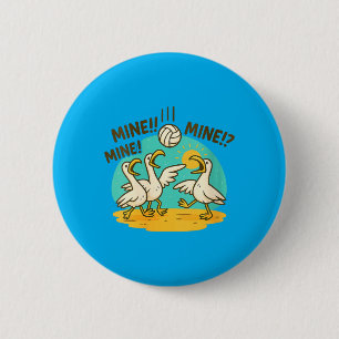 Lustige Möwen Volleyball Strand Cartoon Damen Button