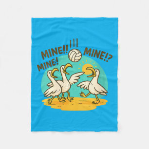 Lustige Möwen Volleyball Strand Cartoon Damen Fleecedecke