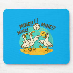 Lustige Möwen Volleyball Strand Cartoon Damen Mousepad