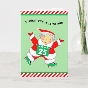 Lustige Mrs. Claus Läuferin Feiertagskarte