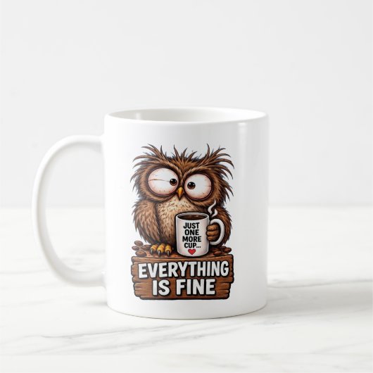 Lustige müde Eule Kaffee Kaffeetasse (Links)