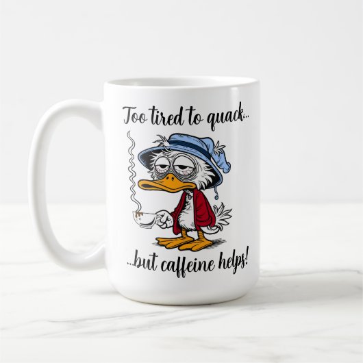 Lustige müde Kaffeente Ente Kaffeetasse (Links)