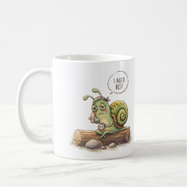 Lustige müde Schnecke "Ich brauche Ruhe" Süße Illu Kaffeetasse