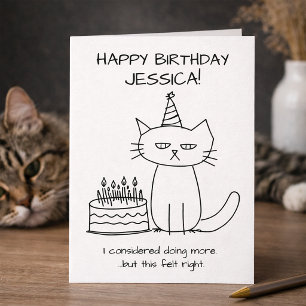 Lustige Mühelose Grumpy Katze mit Kuchen Karte