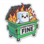 lustige Mülltonnen alles gut Marshmallow Aufkleber (Vorderseite)