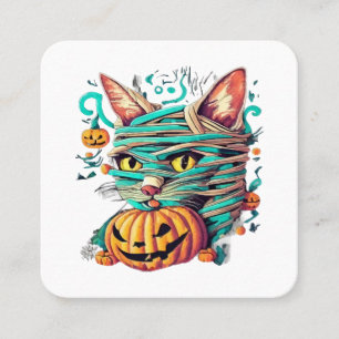Lustige Mumien-Katze Halloween Quadratische Visitenkarte