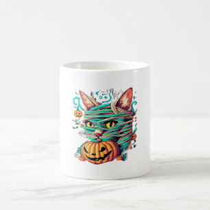 Lustige Mumienkatze Halloween Kaffeetasse
