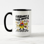 lustige MundSoftball Mama Wortart Tasse (Links)