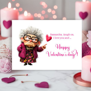 Lustige mürrische alte Dame Valentinstag Feiertagskarte
