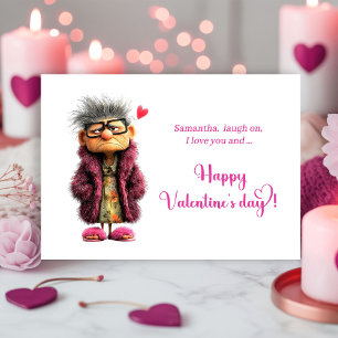 Lustige mürrische alte Dame Valentinstagskarte in  Feiertagskarte